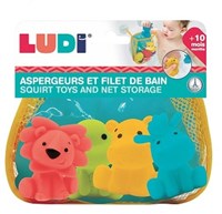 Ludi badspeelgoed waterspuwers in opbergnetje - kleurrijke waterspuiters