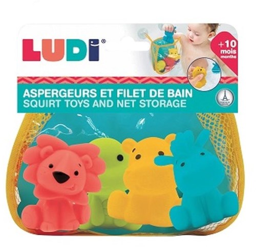 Ludi badspeelgoed waterspuwers in opbergnetje - kleurrijke waterspuiters