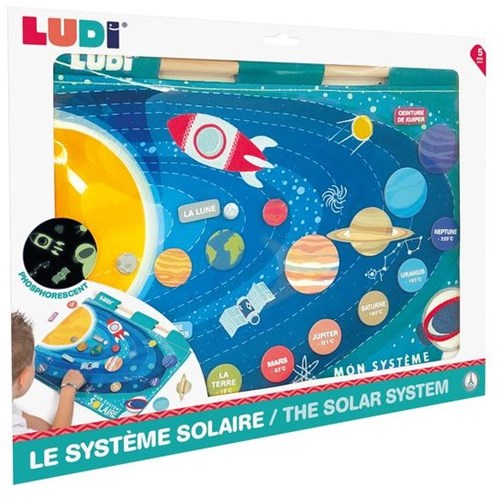 Ludi educatief speelgoed zonnestelsel paneel met glow-in-the-dark