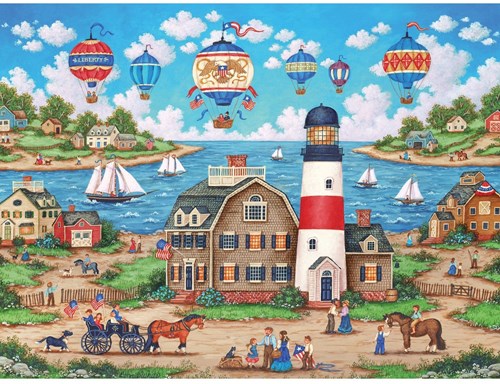 Master Pieces puzzle Heartland Collection Balloons Over the Bay 500 pièces