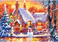 Master Pieces jouet puzzle Holiday Snowman Cottage paillettes 500 pièces