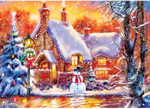 Master Pieces jouet puzzle Holiday Snowman Cottage paillettes 500 pièces