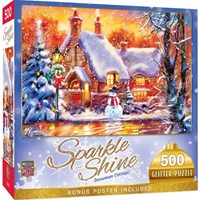 Master Pieces jouet puzzle Holiday Snowman Cottage paillettes 500 pièces-2