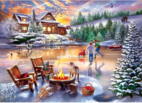 Master Pieces legpuzzel Time Away avond schaatsen 1000 stukjes puzzel