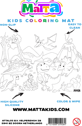 Matta Kids - Dino bos - Herbruikbare Kleurplaat en Veegplacemat-2