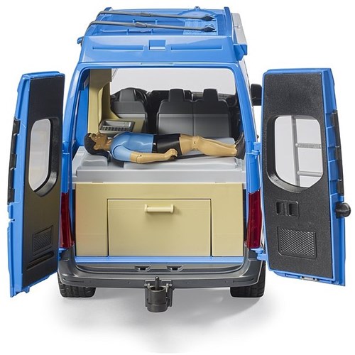 Bruder camper speelgoedauto MB Sprinter met chauffeur - blauw-3