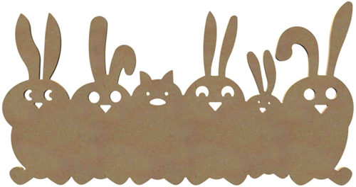 Gomille famille de lapins MDF 58 cm décoration à personnaliser