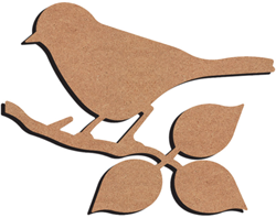 Gomille MDF figuur knutsel vogel op tak 26 cm decoratie
