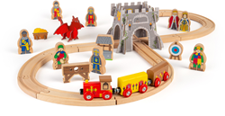BigJigs coffret train en bois aventure médiévale - circuit ferroviaire jouet