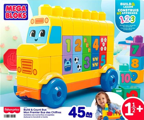 Mega Bloks set de construction bus scolaire - jouet éducatif avec 45 blocs