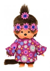 Monchhichi knuffelpop Flower Power meisje 20cm pluche pop