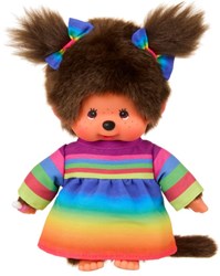 Monchhichi pop regenboogjurk 20 cm knuffel speelgoed