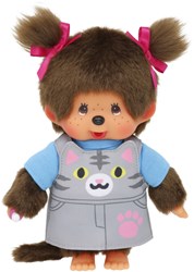 Monchhichi knuffel meisje poes jurkje - pop 20cm speelgoed