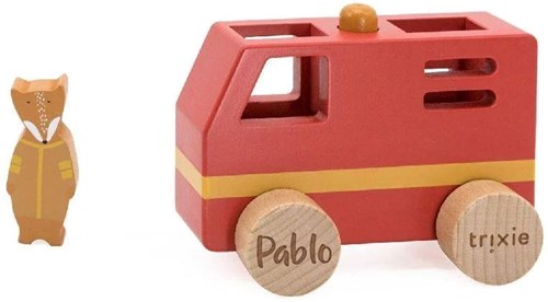 Trixie camion de pompier en bois - véhicule jouet durable pour tout-petits