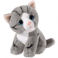 Heunec pluche kat knuffel grijs - 14 cm - speelgoed knuffeldier