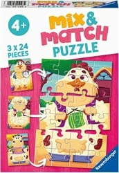 Ravensburger Kinderpuzzel Mix & Match Mijn boerderijvrienden - 3 x 24 stukjes