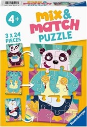 Ravensburger Kinderpuzzel 3x24 stukjes Mix & Match Rockende dieren