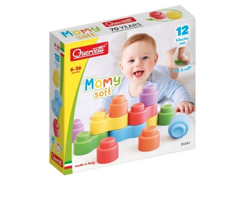 Quercetti blocs de construction empilables souples jouet 12 pièces coloré