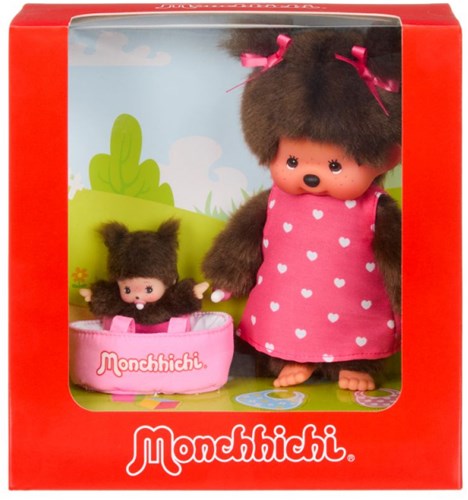 Monchhichi knuffelpop 20 cm met MiniBebichhichi draagmandje speelgoed-2