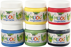Mucki peinture au doigt set basique 6 couleurs 6x150 ml lavable enfants