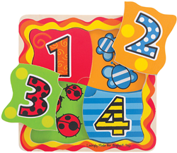 Bigjigs Houten Nummer Puzzel - 4 stukjes