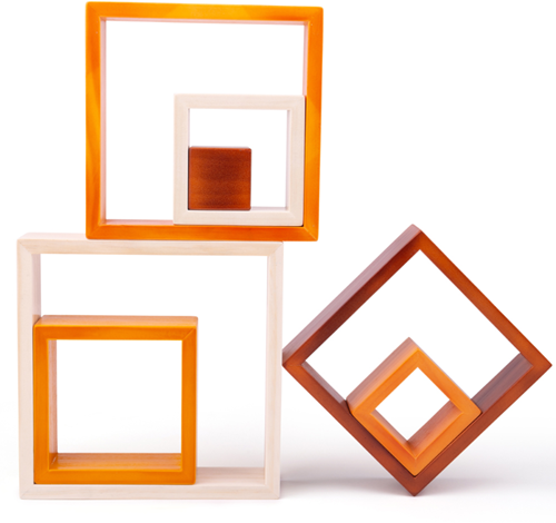 Bigjigs Natural Wooden stacking squares (carrés à empiler)-2