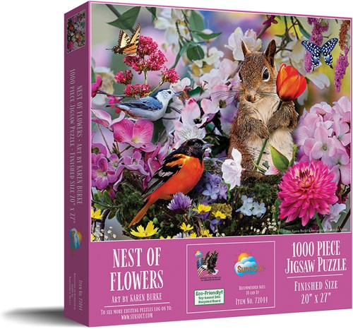 SunsOut puzzle Nest of Flowers - puzzle 1000 pièces fleurs-2