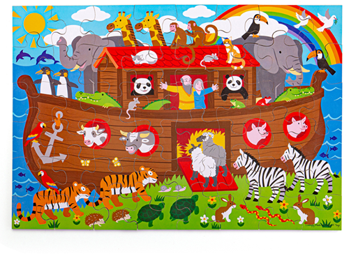 BigJigs puzzle sol Arche de Noé animaux colorés 48 pièces-3