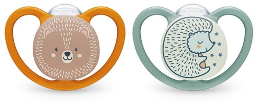 Nuk fopspeen siliconen Airflow Day & Night 0-6M beer egel set