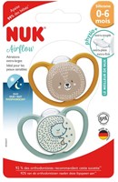 Nuk sucette silicone Airflow Day & Night 0-6M ours hérisson lot-2