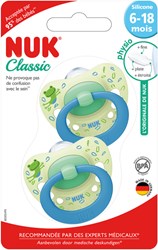 Nuk fopspeen siliconen 6-18 maanden kikker design set van 2