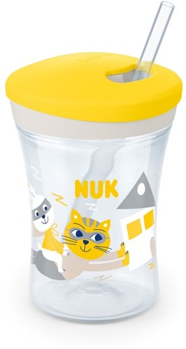 NUK gobelet paille jaune 230ml sans BPA dès 12 mois pour enfants-2