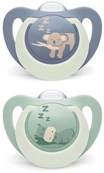 Nuk - First Choice Night - Pacifiers (2) - Sil - 0-6M - Hippo/Koala (was NU-10730708)