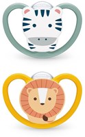 Nuk fopspeen baby 18-36 maanden silicone Zebra Lion set van 2