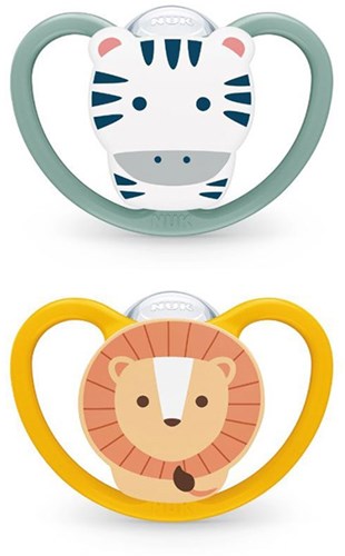 Nuk fopspeen baby 18-36 maanden silicone Zebra Lion set van 2