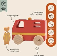 Trixie camion de pompier en bois - véhicule jouet durable pour tout-petits-2