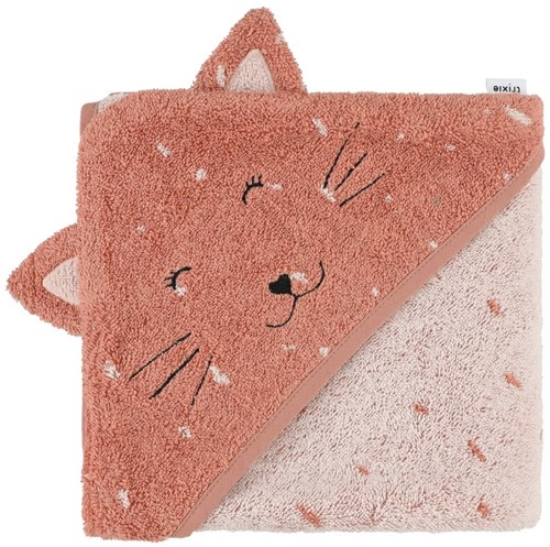 Trixie cape de bain bébé 75x75cm Mrs. Cat coton bio rose