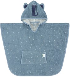 Trixie poncho biologisch katoen badcape kind Mrs Elephant blauw