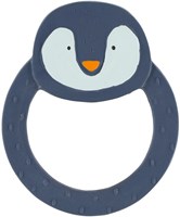 Trixie bijtring natuurlijk rubber baby speelgoed Mr. Penguin blauw