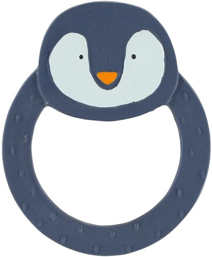 Trixie bijtring natuurlijk rubber baby speelgoed Mr. Penguin blauw
