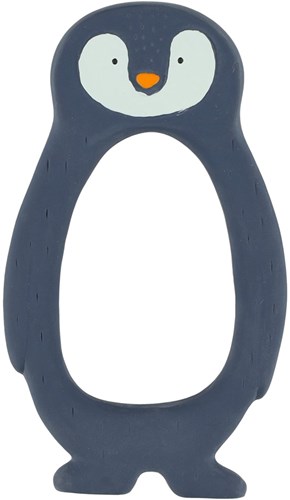 Trixie grijpspeeltje natuurlijk rubber baby bijtring Mr. Penguin blauw