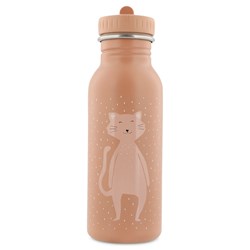Trixie drinkfles 500ml - RVS waterfles voor kinderen - Mrs. Cat - lekvrij - roze