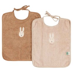 Trixie slab XL baby slabbetje 2-pack - Aura Rabbit roze katoen