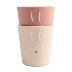Trixie siliconen bekers 2-pack Mrs. Rabbit - stapelbare kinderbekers roze