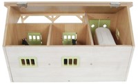 Paardenstal speelgoed Kids Globe 1:32 met 2 boxen en berging roze-3