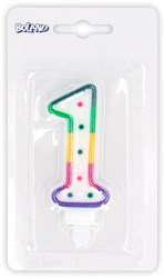 Party Partners bougie d'anniversaire chiffre 1 arc-en-ciel multicolore