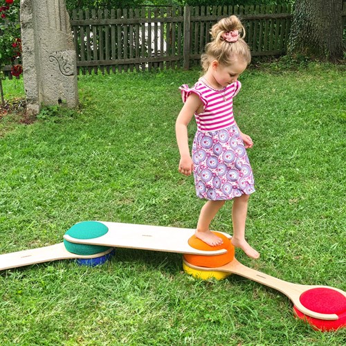Pedalo jouet d'équilibre en bois Barre d'équilibre empilable multicolore-3