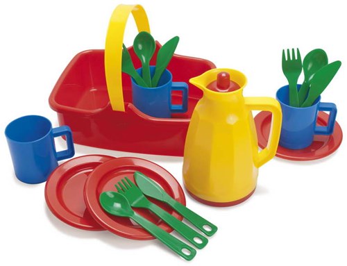 Dantoy picknickset kunststof picknickmand 18-delig voor kinderen