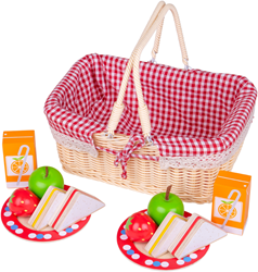 BigJigs speelgoed picknickmand met houten eten en accessoires