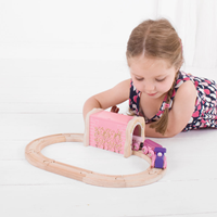 BigJigs houten tunnel roze - treinbaan accessoire voor kinderen-2